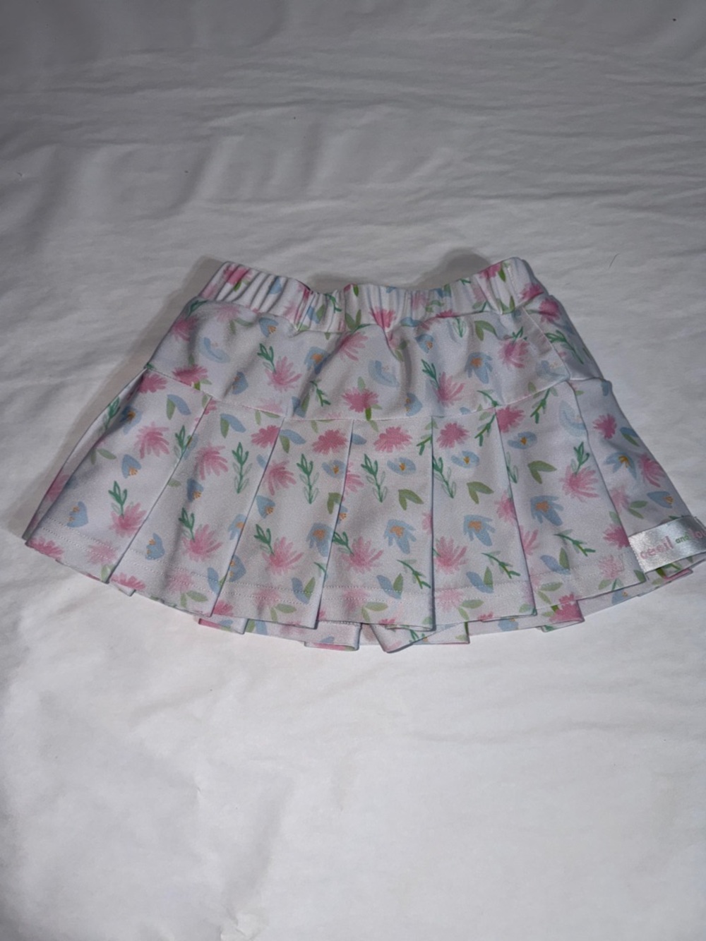 Cecil and Lou Pleated Floral Skort - Pastel Pink & Blue